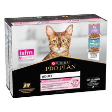 Вологий корм для дорослих котів з чутливим травленням Purina Pro Plan Delicate Digestion шматочки у підливці з індичкою та океанічною рибою 850 г (10 шт. х 85 г)