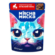Вологий корм для котів М'ясна Миска шматочки в соусі м'ясний мікс 100 г