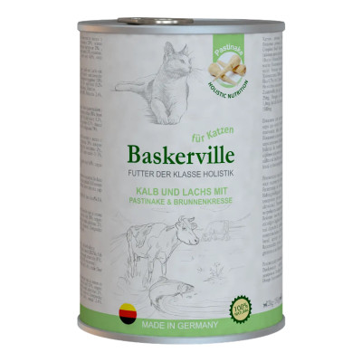 Вологий корм для котів Baskerville Holistic Kalb und Lachs Телятина і лосось з пастернаком і крес-салатом, 400 г