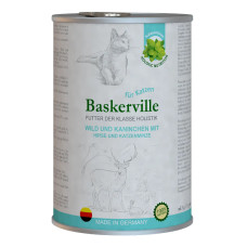 Вологий корм для котів Baskerville Holistic Wild und Kaninchen Оленина з кроликом і котячою м'ятою, 400 г