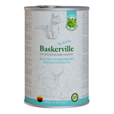 Вологий корм для котів Baskerville Holistic Wild und Kaninchen Оленина з кроликом і котячою м'ятою, 400 г
