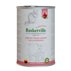 Вологий корм для котів Baskerville Sensitive Lamm Mit Preiselbeeren Ягня з журавлиною і котячою травою, 400 г