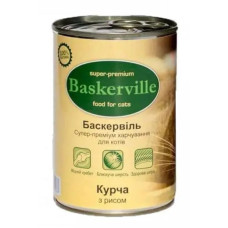 Вологий корм для котів Baskerville Курча з рисом, 400 г