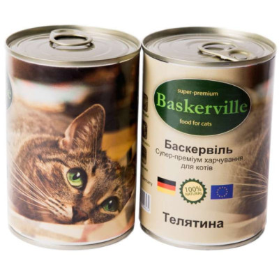 Вологий корм для котів Baskerville Телятина, 400 г Вологий корм для котів Baskerville Телятина, 400 г