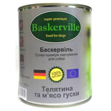 Вологий корм для собак Baskerville Телятина і м'ясо гусака, 800 г