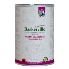 Вологий корм для собак Baskerville Sensitive Wild Mit Blaubeeren und Spirulina Оленина з чорницею і спіруліною, 400 г