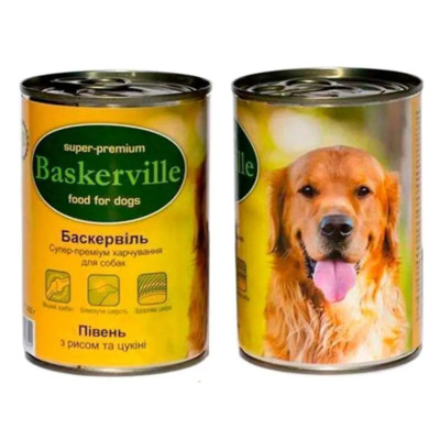 Влажный корм для собак Baskerville Петух с рисом и цуккини, 400 г Влажный корм для собак Baskerville Петух с рисом и цуккини, 400 г