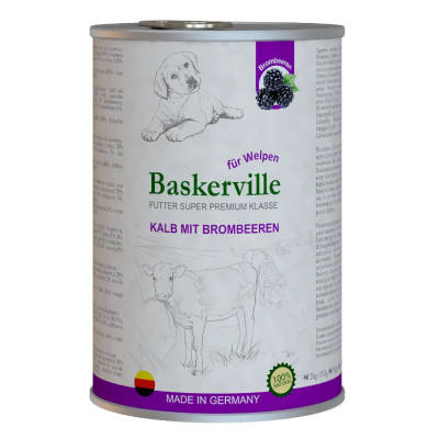 Вологий корм для цуценят Baskerville Super Premium Kalb Mit Brombeeren Телятина і ожина, 400 г