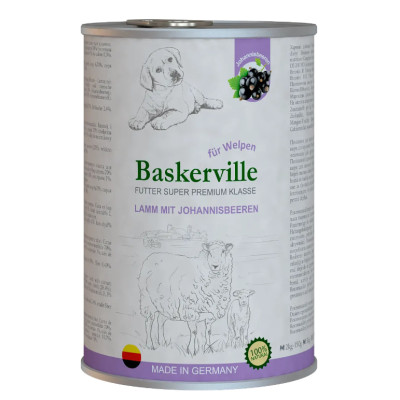 Влажный корм для щенков Baskerville Super Premium Lamm Mit Johannisbeeren Ягненок и смородина, 400 г