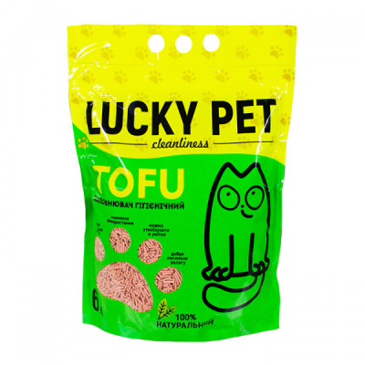 Наповнювач для котячого туалету Lucky Pet тофу соєвий з ароматом персика 6 л