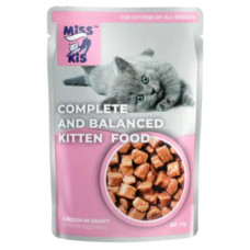 Вологий корм для котів Miss Kis Курка в підливці для КОШЕНЯТ, 80 г