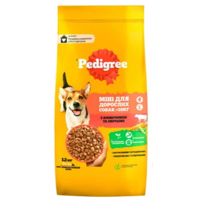 Сухой корм для собак Pedigree для малых пород с говядиной и овощами 12 кг