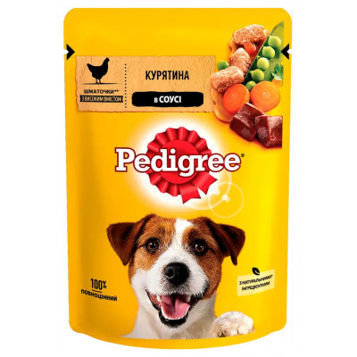 Корм для собак Pedigree з куркою та овочами в соусі, 100 г