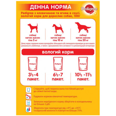 Корм для собак Pedigree с говядиной и ягненком в соусе, 100 г Корм для собак Pedigree с говядиной и ягненком в соусе, 100 г