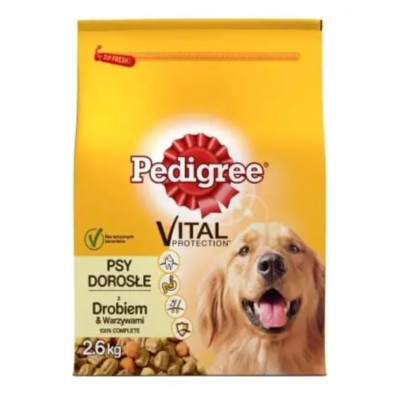 Сухой корм для взрослых собак Pedigree, птица и овощи, 2,6 кг