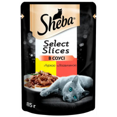 Вологий корм для котів Sheba, з куркою та яловичиною в соусі, 85 г