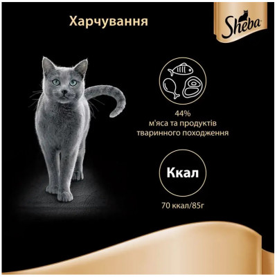 Вологий корм для котів Sheba, з куркою та яловичиною в соусі, 85 г Вологий корм для котів Sheba, з куркою та яловичиною в соусі, 85 г