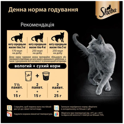 Вологий корм для котів Sheba, з куркою та яловичиною в соусі, 85 г Вологий корм для котів Sheba, з куркою та яловичиною в соусі, 85 г