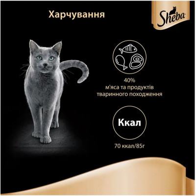Вологий корм для котів Sheba, з океанічною рибою в соусі, 85 г Вологий корм для котів Sheba, з океанічною рибою в соусі, 85 г