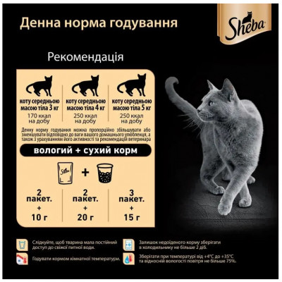 Вологий корм для котів Sheba, з індичкою в желе, 85 г