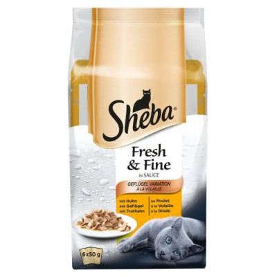 Вологий корм для котів Sheba Fresh&Fine М'ясний мікс, 300 г (6 шт по 50 г)