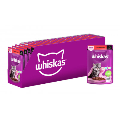 Вологий корм для кошенят Whiskas, яловичина в соусі, 85 г Вологий корм для кошенят Whiskas, яловичина в соусі, 85 г