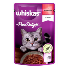 Вологий корм для котів Whiskas Pure Delight з яловичиною в желе 85 г