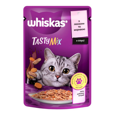 Влажный корм для кошек Whiskas TastyMix, лосось и морковь, 85 г