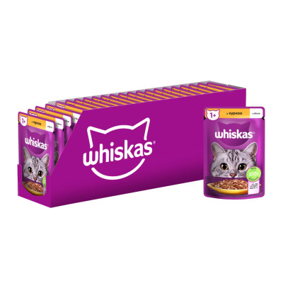 Вологий корм для котів Whiskas, з куркою у желе, 85 г Вологий корм для котів Whiskas, з куркою у желе, 85 г