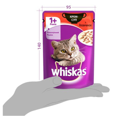 Вологий корм для котів Whiskas, крем-суп з яловичиною, 85 г Вологий корм для котів Whiskas, крем-суп з яловичиною, 85 г