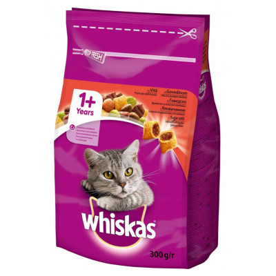 Сухой корм для кошек Whiskas, с говядиной, 300 г