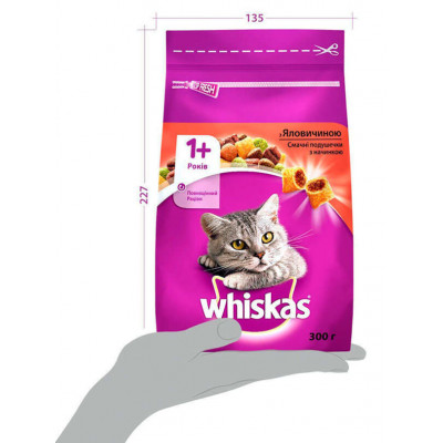 Сухой корм для кошек Whiskas, с говядиной, 300 г Сухой корм для кошек Whiskas, с говядиной, 300 г