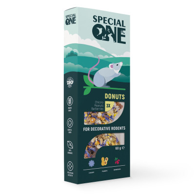 Лакомства для гризунов Special One «Пончики» 60 г / 3 шт (цикорий, арахис, барбарист)