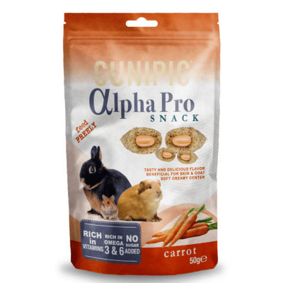 Снеки для гризунів Cunipic Alpha Pro морквяні подушечки з ягідною начинкою 50 г