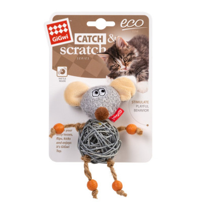 Іграшка для котів Мишка з дзвіночком GiGwi Catch&Scratch | 8 см Іграшка для котів Мишка з дзвіночком GiGwi Catch&Scratch | 8 см
