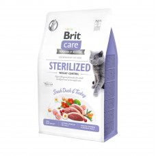 Сухий корм для стерилізованих котів з надмірною вагою Brit Care Cat GF Sterilized Weight Control 2 кг (качка та індичка)