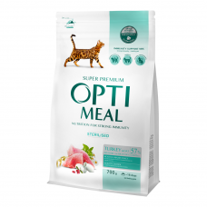 Сухий корм для дорослих стерилізованих котів Optimeal Adult Cat Sterilised Turkey with Oat 700 г