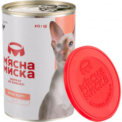 Паштет для дорослих котів М'ясна Миска 415 г (м'ясне асорті) Паштет для дорослих котів М'ясна Миска 415 г (м'ясне асорті)