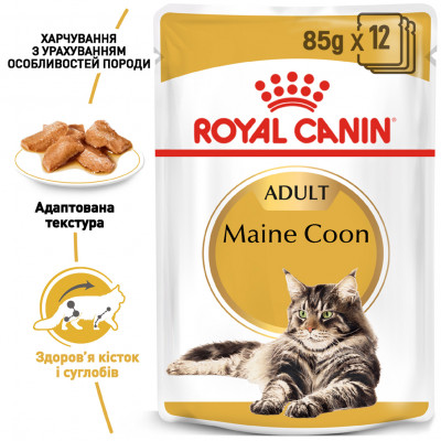Вологий корм для дорослих котів породи мейн-кун Royal Canin Maine Coon Adult pouch 85 г (домашня птиця) Вологий корм для дорослих котів породи мейн-кун Royal Canin Maine Coon Adult pouch 85 г (домашня птиця)