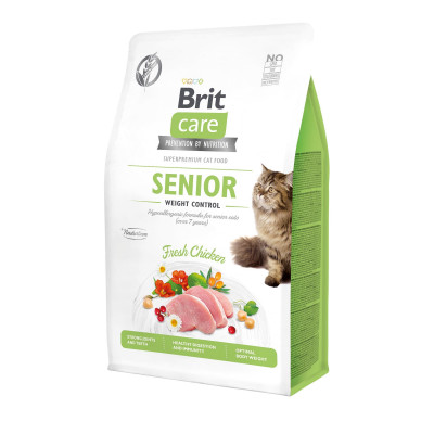 Сухий корм для літніх котів із зайвою вагою Brit Care Cat GF Senior Weight Control 400 г (курка)