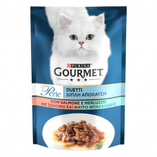 Вологий корм для котів Gourmet Perle pouch 85 г (лосось та сайда)