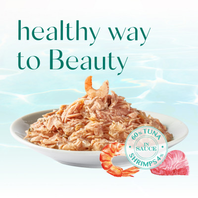 Вологий корм для котів Optimeal Beauty Fitness 70 г (тунець з креветками)