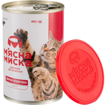 Паштет для дорослих котів М'ясна миска 415 г (яловичина) Паштет для дорослих котів М'ясна миска 415 г (яловичина)