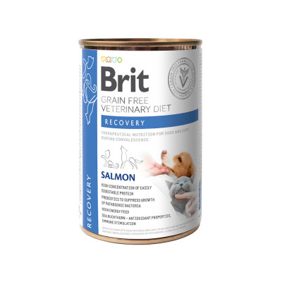 Вологий корм Brit VetDiets Recovery для собак і котів під час одужання, відновлення після операції, 400 г (лосось) - cts