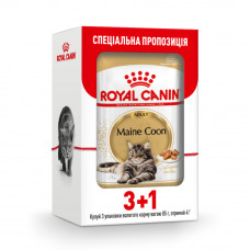 Вологий корм для дорослих котів породи мейн-кун Royal Canin Maine Coon Adult pouch 85 г 3+1 шт у подарунок (домашня птиця)