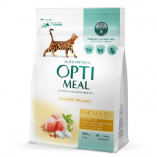 Сухий корм для дорослих котів Optimeal Adult Cat Chicken 200 г + 200 г
