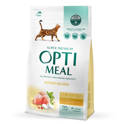 Сухий корм Optimeal Adult Cat Chicken для дорослих котів 700г (курка)