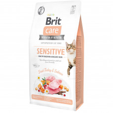 Сухий корм для вибагливих котів Brit Care Cat GF Sensitive HDigestion & Delicate Taste 7 кг (індичка і лосось)