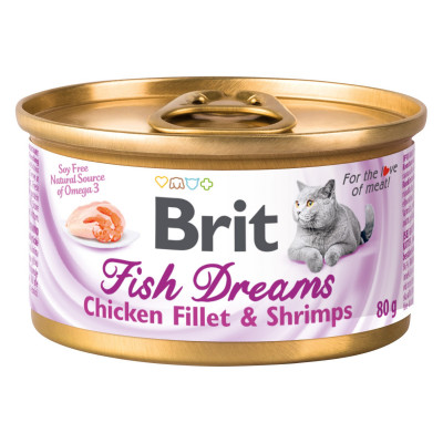 Влажный корм для кошек Brit Fish Dreams 80 г (курица и креветки)