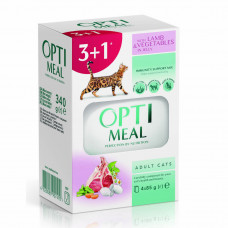 Набір 3+1 вологий корм для дорослих котів Optimeal, 340 г (ягня та овочі)
